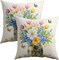 Spring Floral Butterflies Throw Pillow Covers 18X18 Inches Set of 2 Multi Colored Flowers Mason Jar Pillowcase Soft Cotton Linen Square Spring Cushion Covers for Home Sofa Patio Bedroom